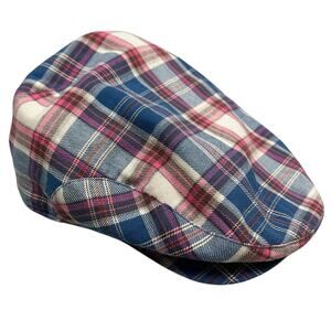 Broner Cotton Newsboy Cap Drivers Cap M Medium Blue Pink Plaid